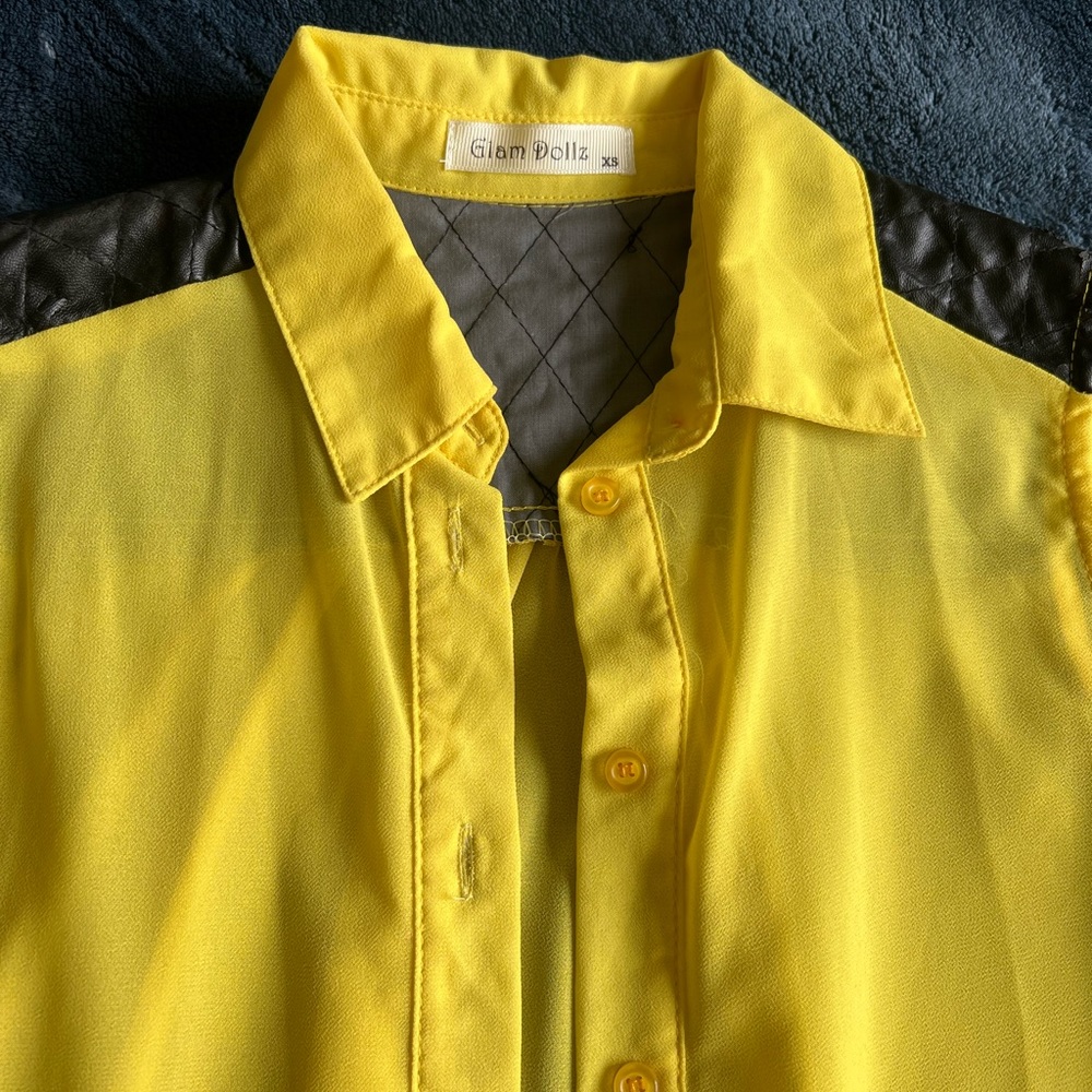 Yellow Blouse with faux leather